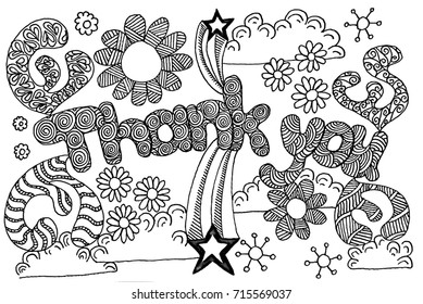 Thank you coloring page adults children stock illustration