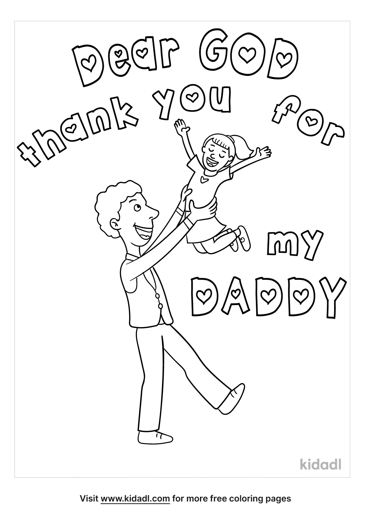 Free dear god thank you for my daddy coloring page coloring page printables