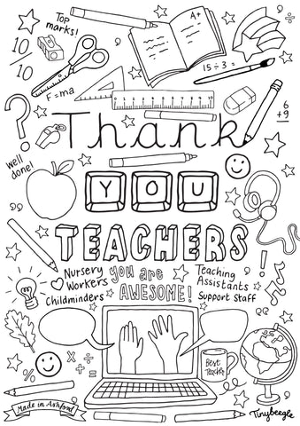Thank you teachers colouring in sheet â made in ashford