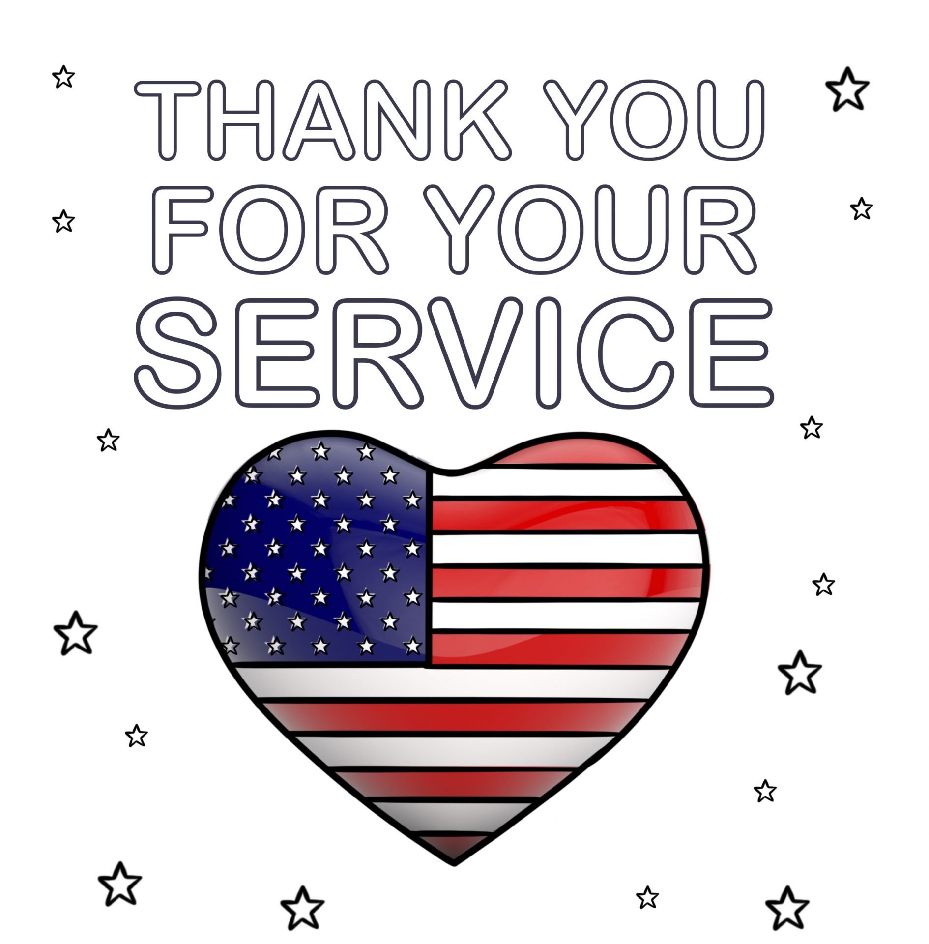 Thank you for your service coloring page