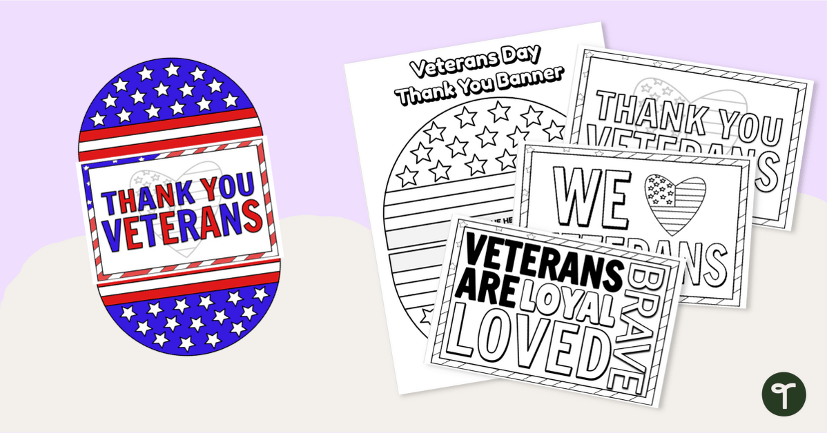 Veterans day thank you card and craft teach starter