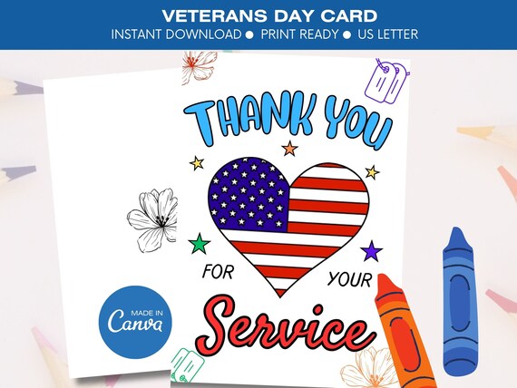 Happy veterans day thank you card coloring page thank you for your service veteran card happy veterans day craft kids coloring cards