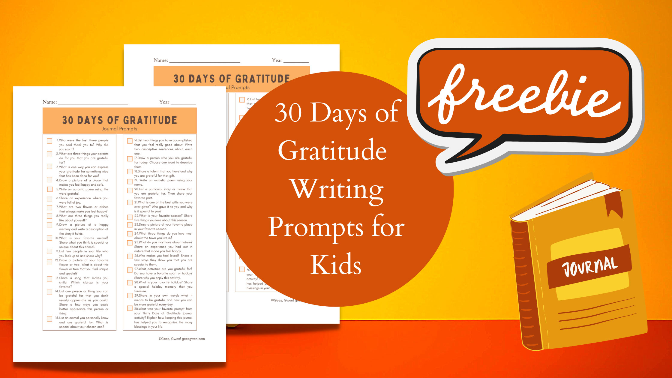 Gratitude journal for kids
