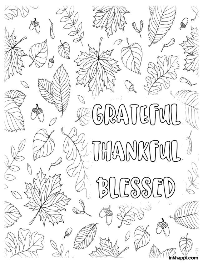 Thanksgiving coloring pages for fun or decor