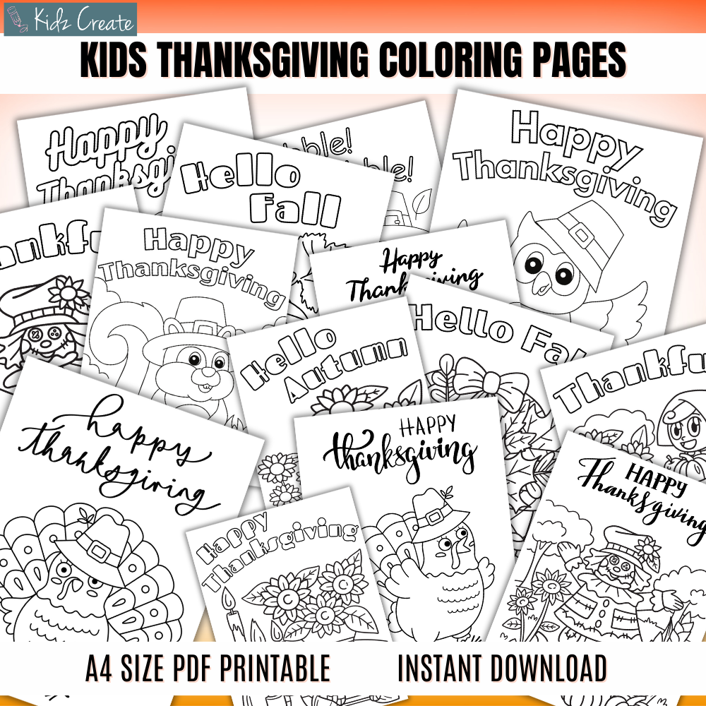 Thanksgiving coloring book for kids printable â kidz create