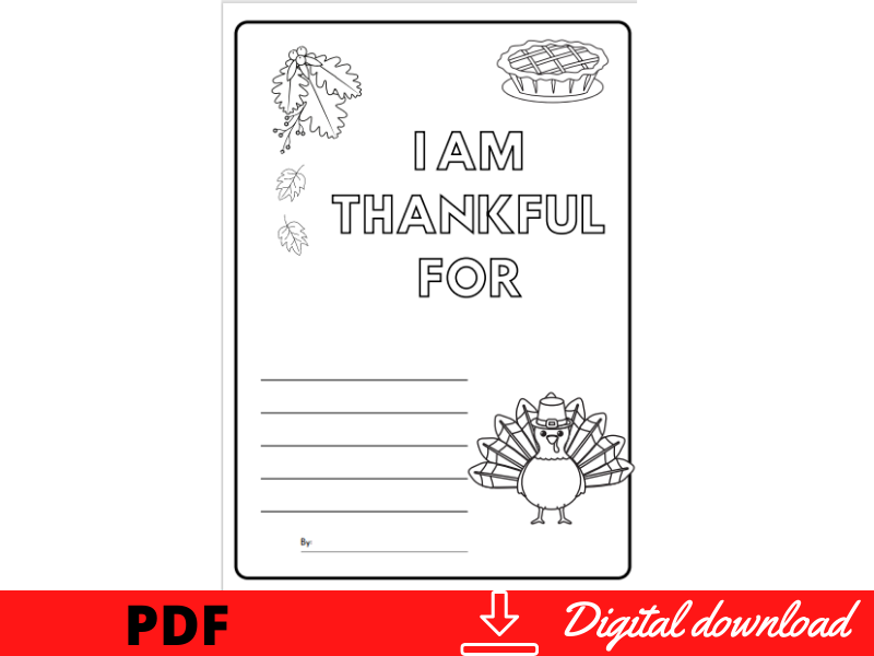 Thanksgiving i am thankful for writing worksheet teaching resources