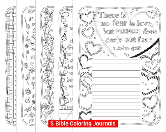 Bible coloring journals gratitude and meditation pages printable writing templates with scriptures digital download download now