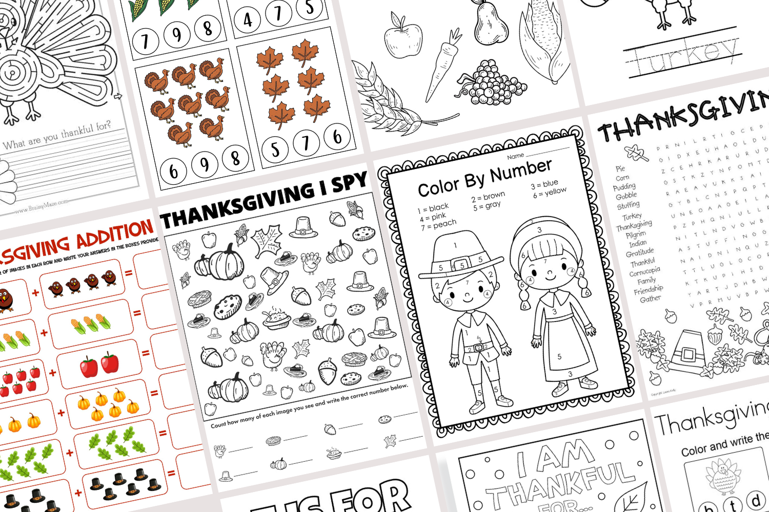 Free thanksgiving activity pages for preschoolers