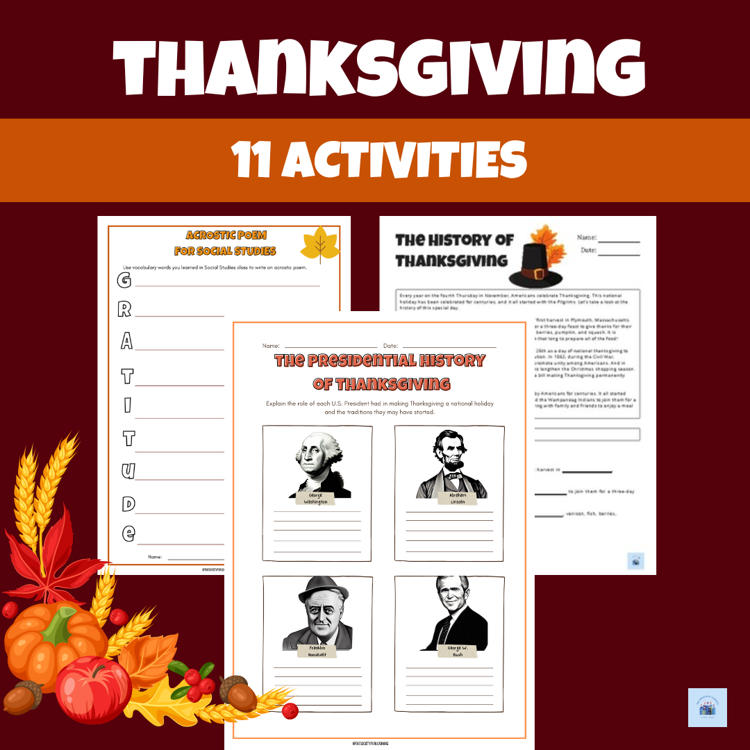 Thanksgiving social studies bundle activities grades
