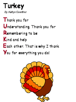 Turkey acrostic poem