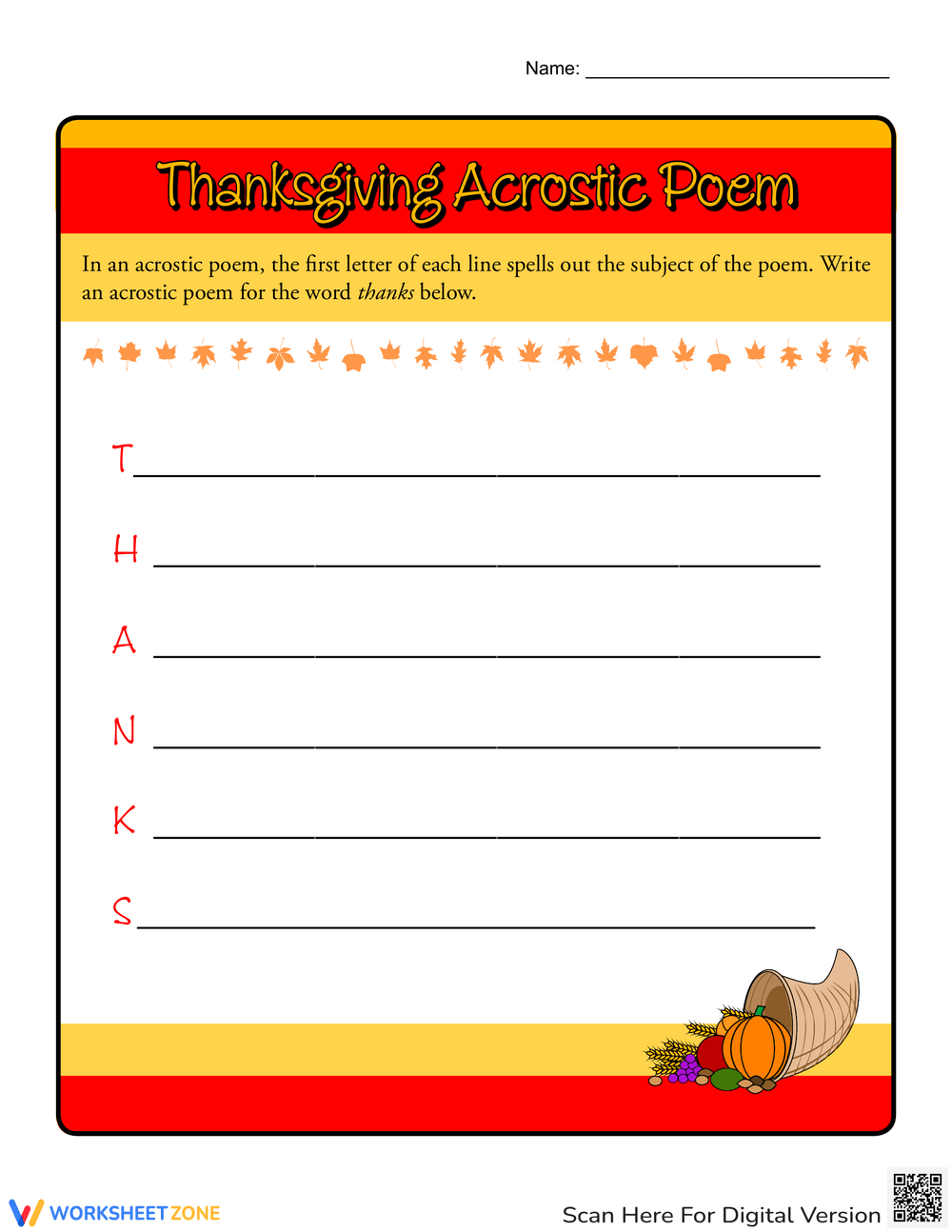 Grade thanksgiving poems for kids worksheets