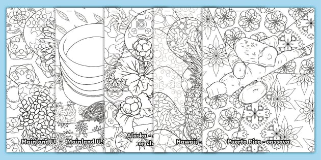 Conscious thanksgiving plants subsistence mindfulness coloring sheets