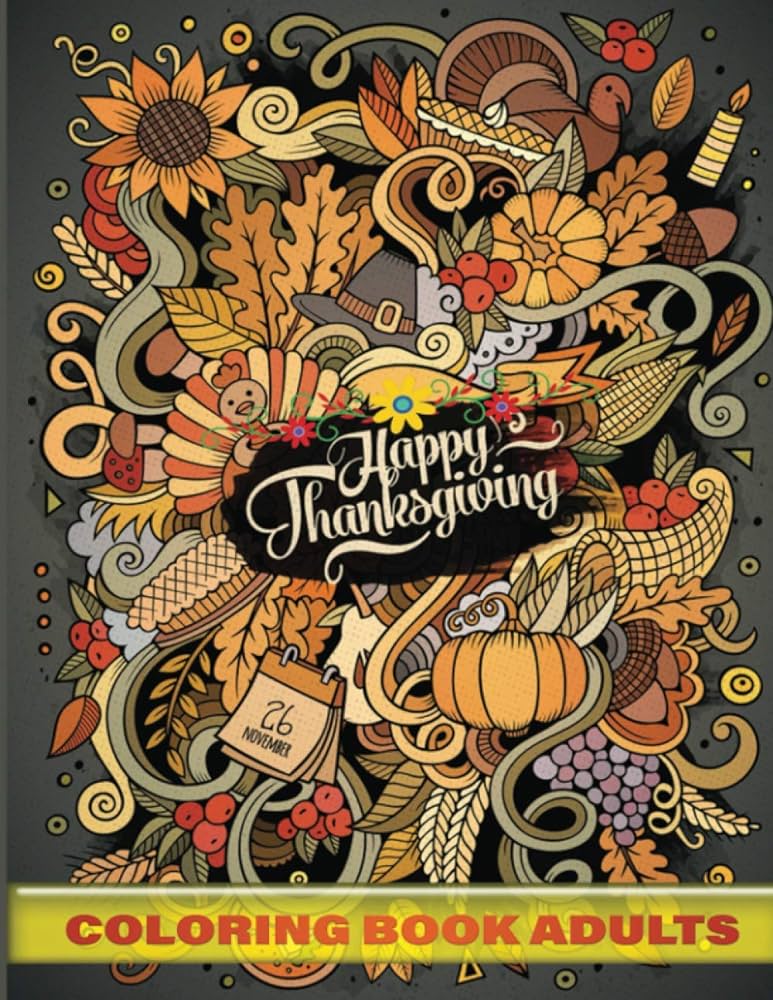 Happy thanksgiving coloring book adults easy beautiful thanksgiving day designs to draw stress relieving coloring pages adult press jane books