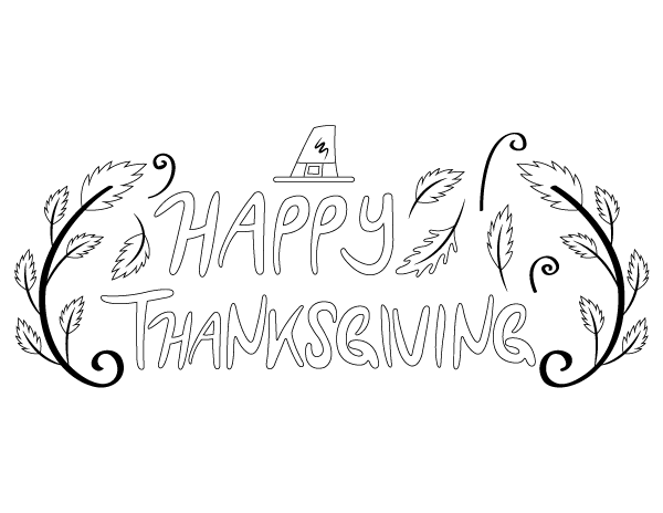 Printable doodle happy thanksgiving coloring page