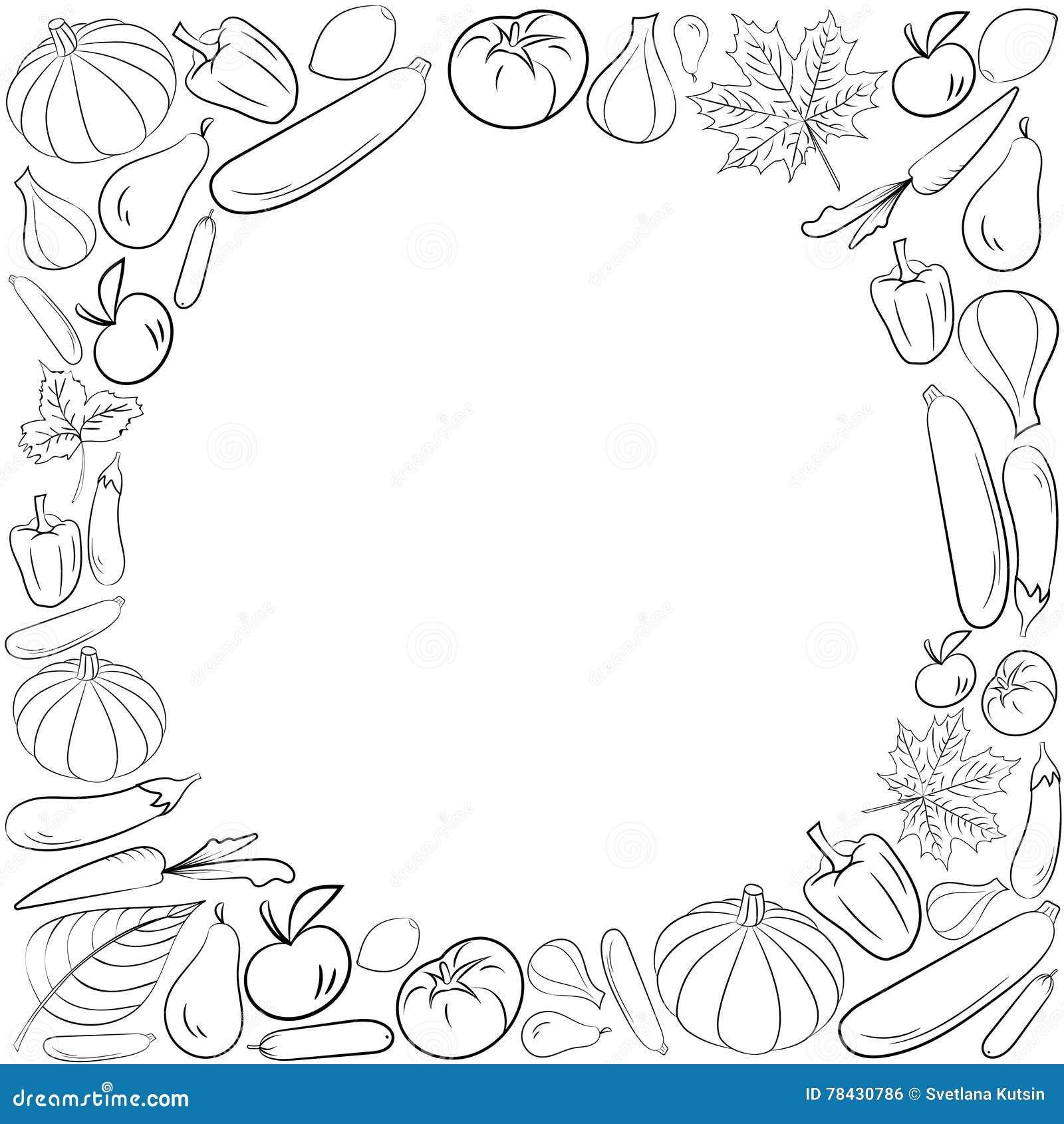 Autumn graphic card with fruits and vegetables in black and white colors vector thanksgiving day design coloring book page stock illustration
