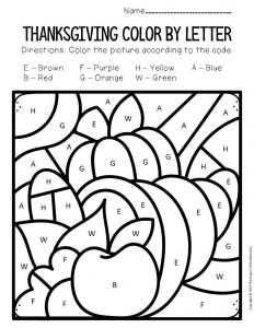 Color by letter thanksgiving preschool worksheets