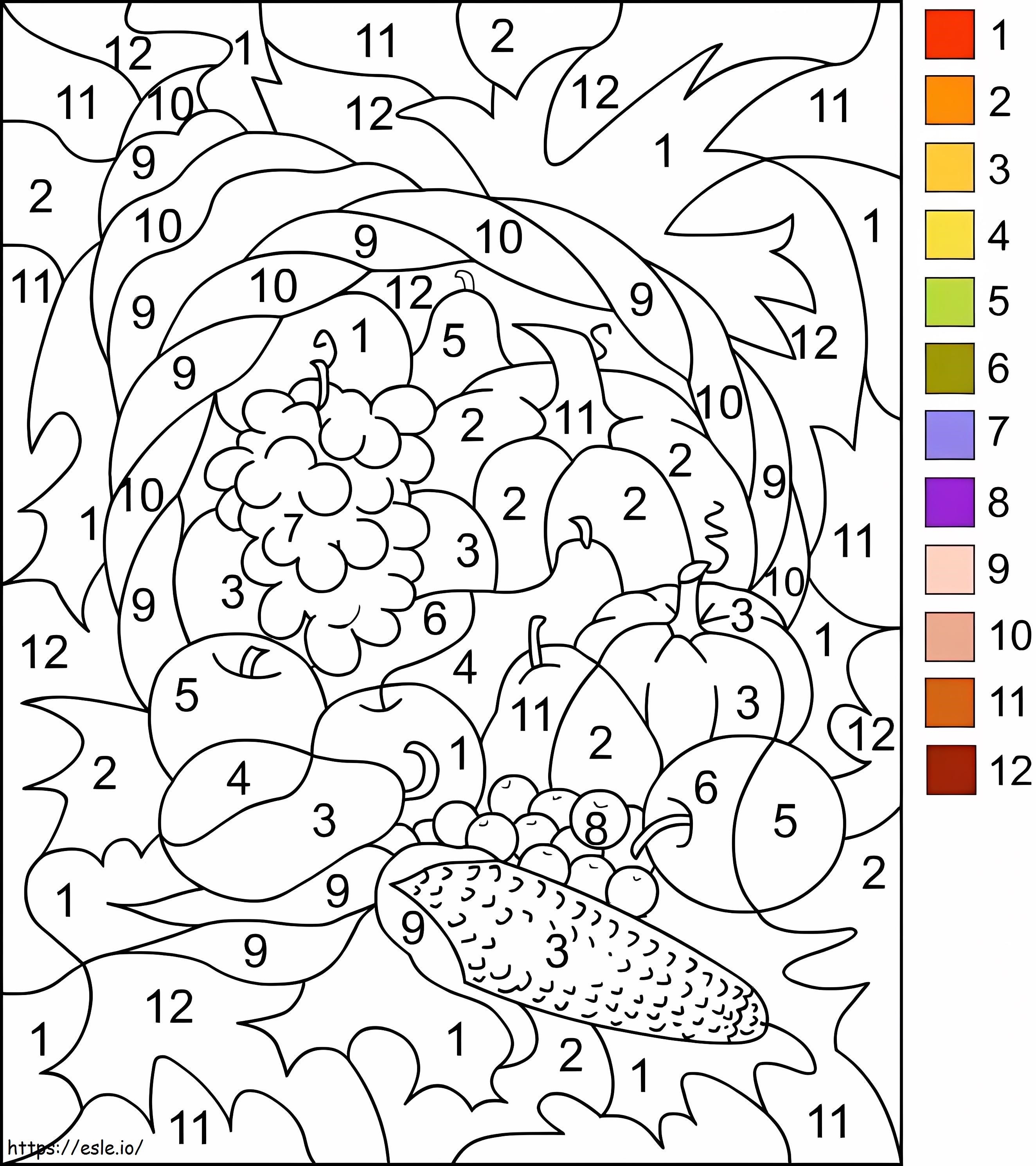 Printable thanksgiving color by number coloring page
