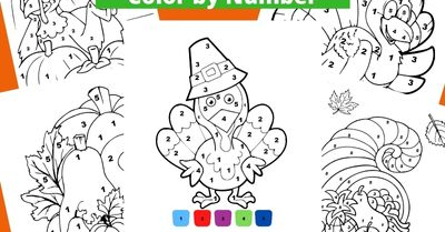 Free printable thanksgiving color by number pages for kids