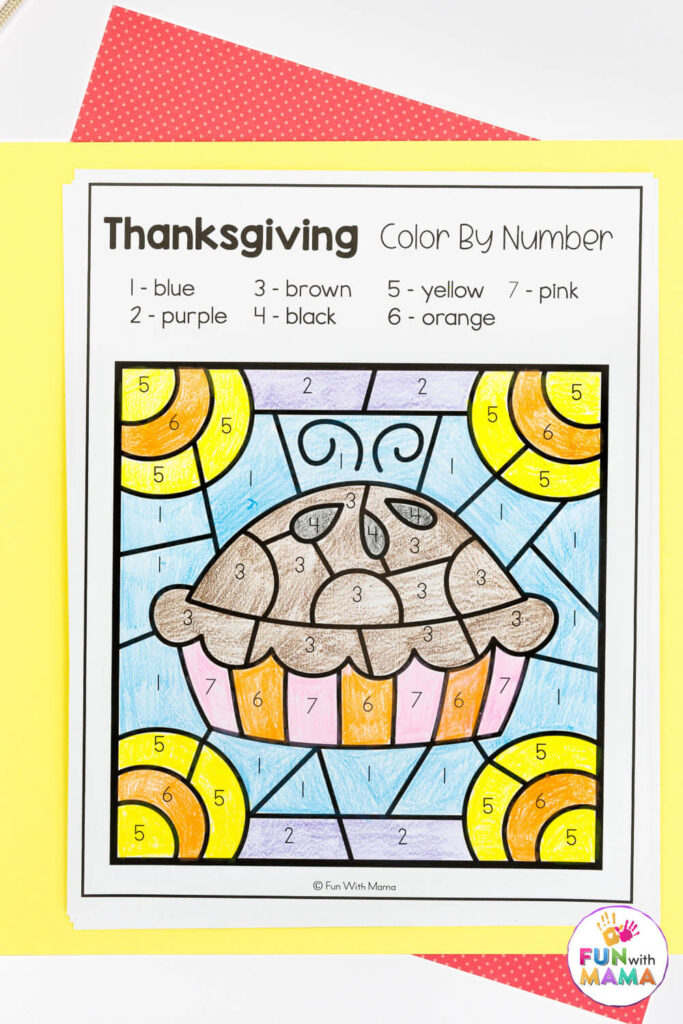 Free thanksgiving color by number printables