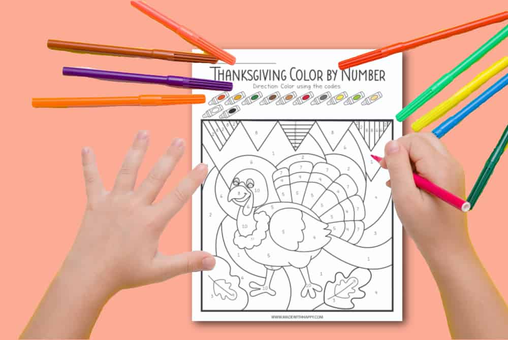 Free thanksgiving color by number printables