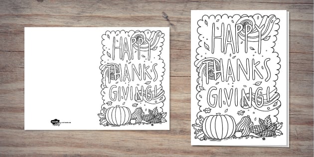 Happy thanksgiving message template colouring card