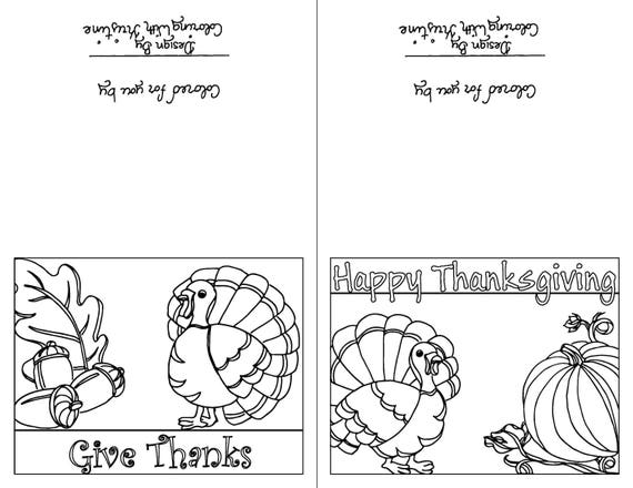 Color your own thanksgiving cards set of two
