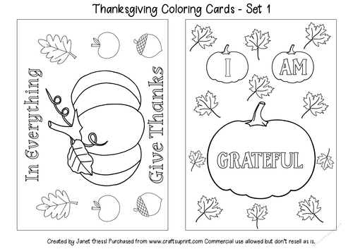 Thanksgiving coloring cards