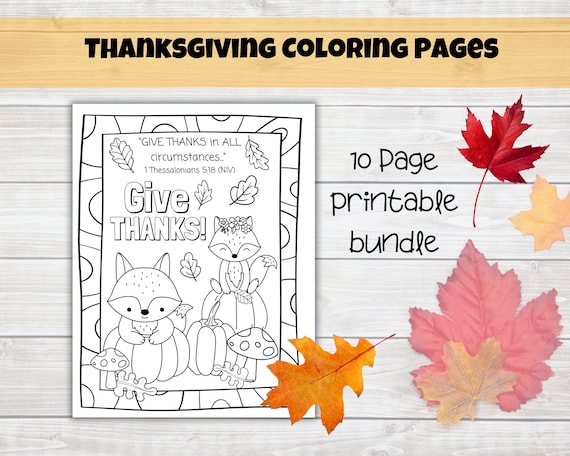 Thanksgivingfall bible verse set of coloring pages printable sunday school christian classroom gratitude thankfulness activity download now