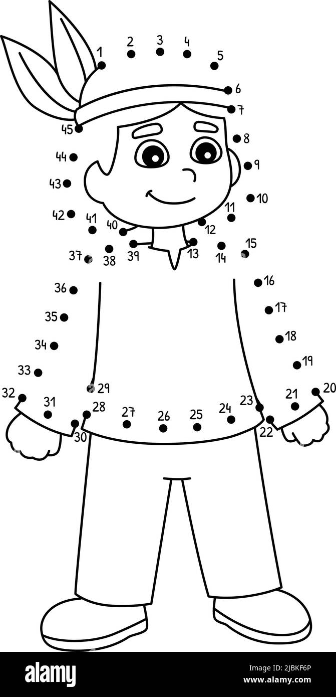 Dot to dot thanksgiving native american coloring stock vector image art