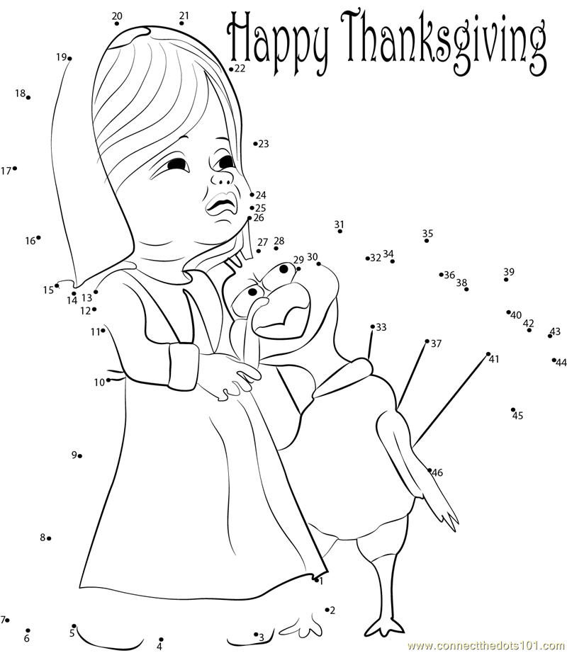 Lovely thanksgiving day dot to dot printable worksheet