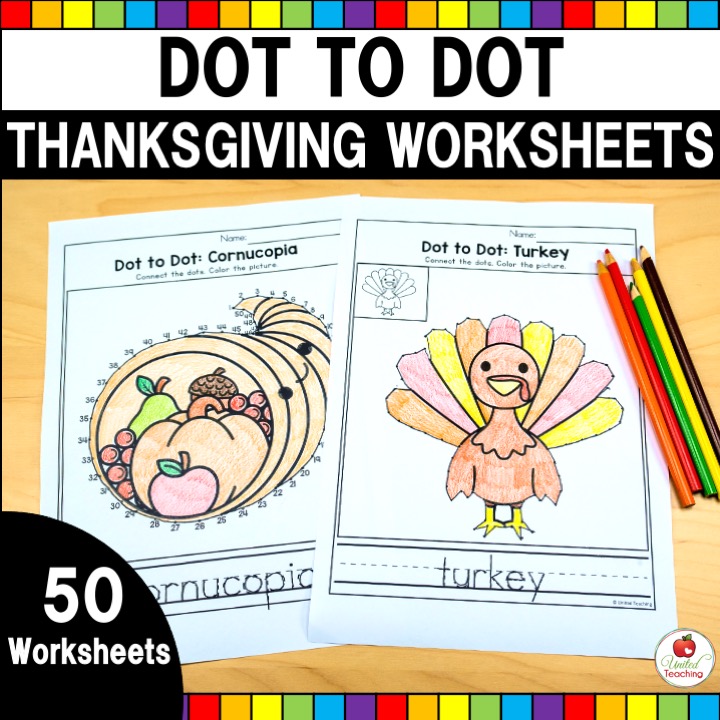 Thanksgiving connect the dots worksheets