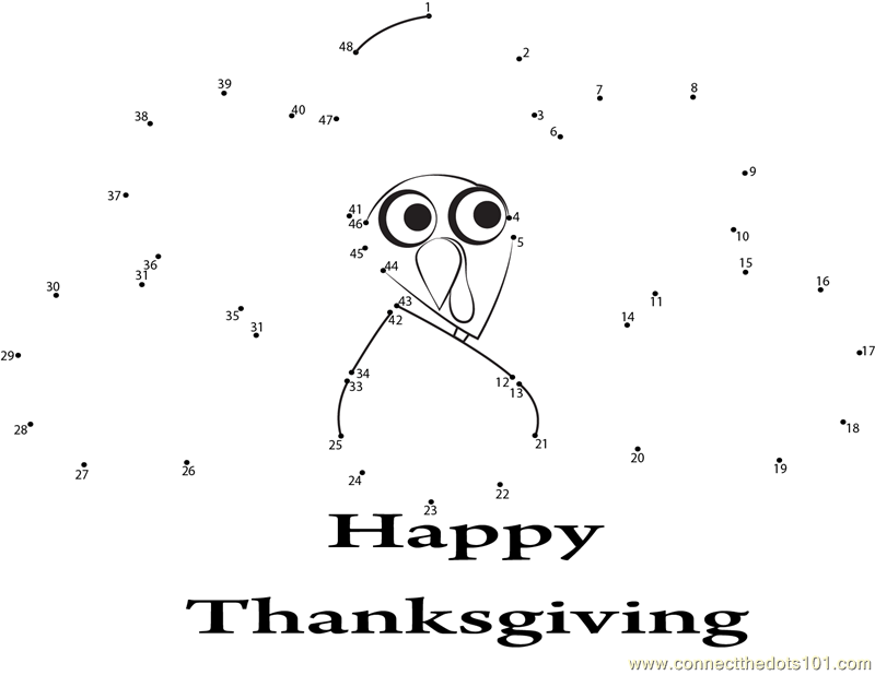 Enjoying thanksgiving day dot to dot printable worksheet