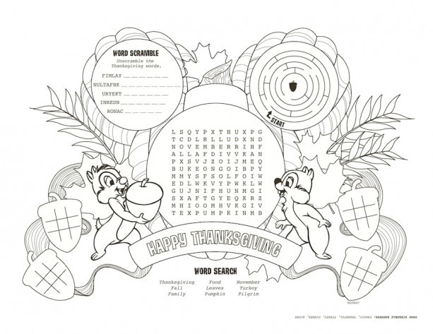Download parks inspired kids thanksgiving placemats parks blog