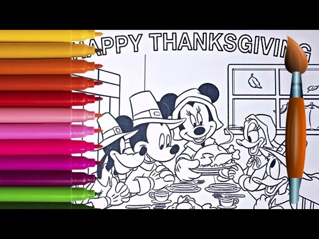 How to color mickey thanksgiving coloring for kids and toddlers disney thanksgiving