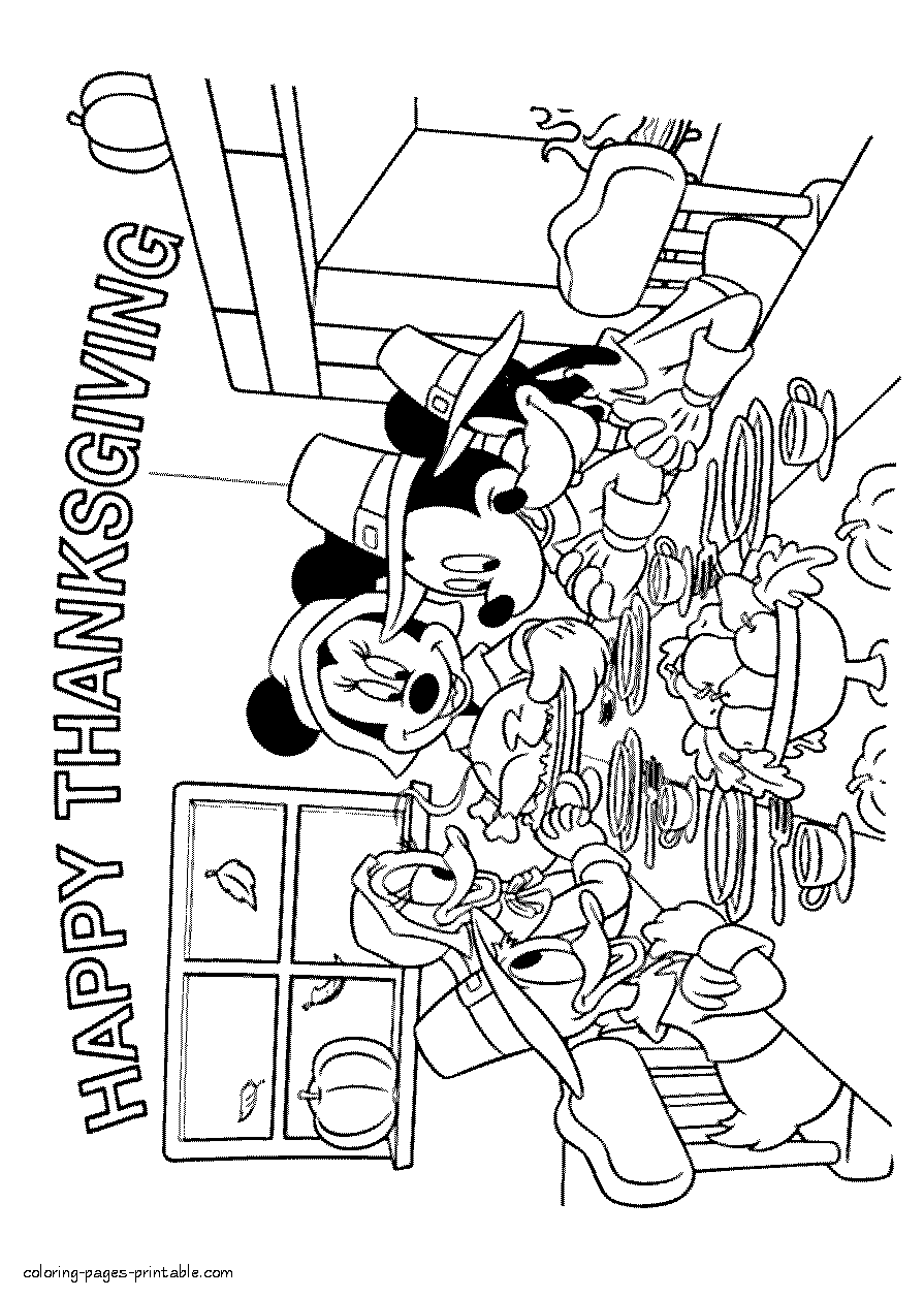 Thanksgiving disney coloring pages coloring