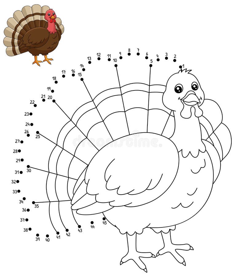 Dot to dot turkey coloring page for kids stock vector