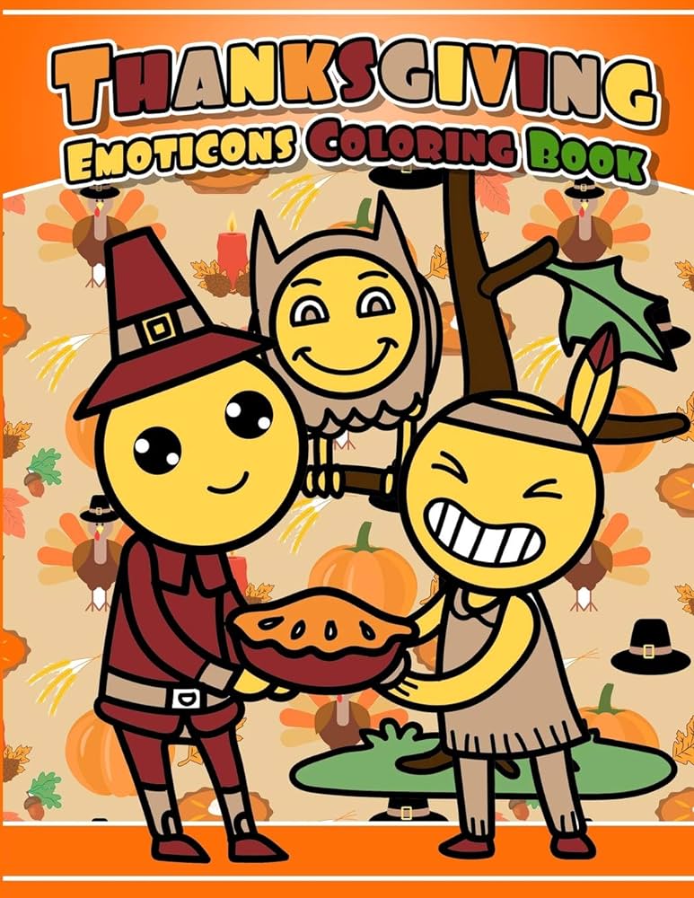 Thanksgiving emoticons coloring book emoji activity workbook leon michael books