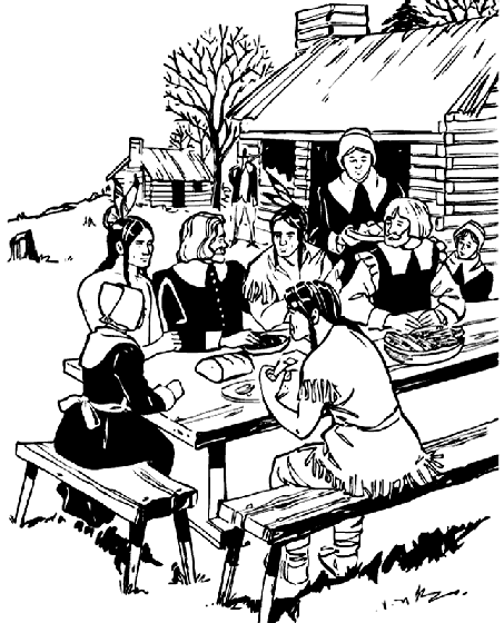 Thanksgiving feast free printable coloring page for kids