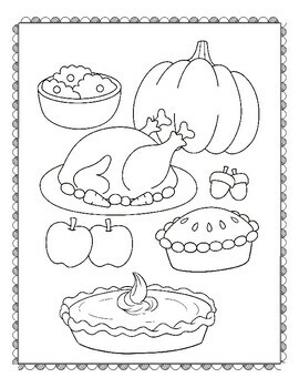 Thanksgiving feast coloring pages by qetsy tpt