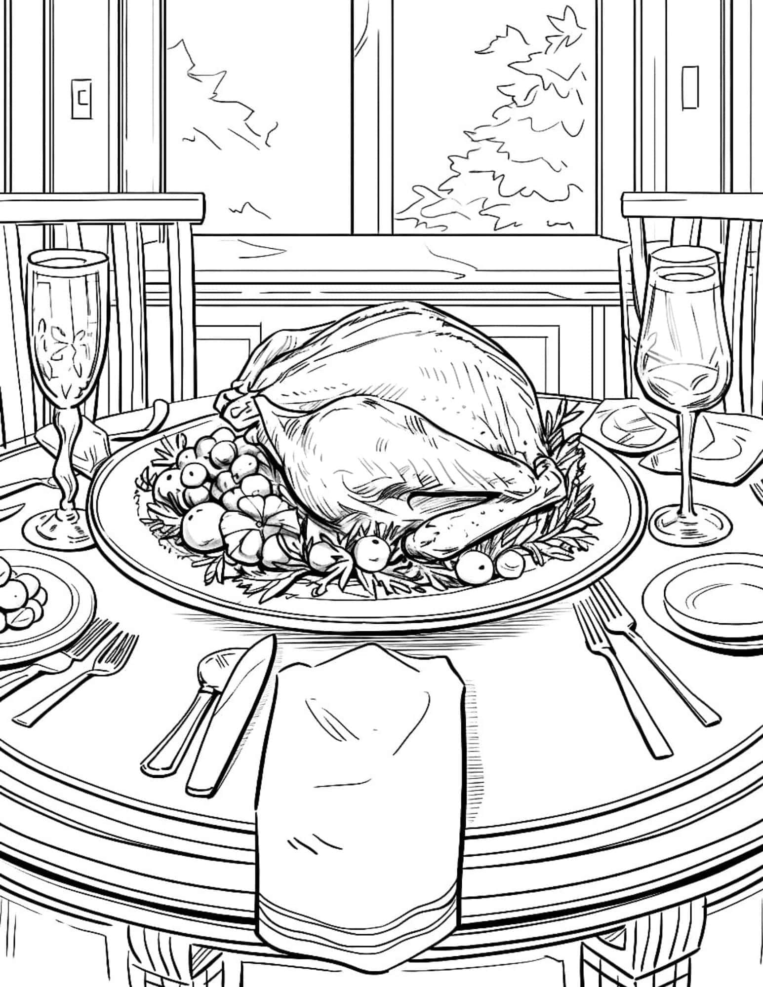 Thanksgiving coloring pages for kids and adults