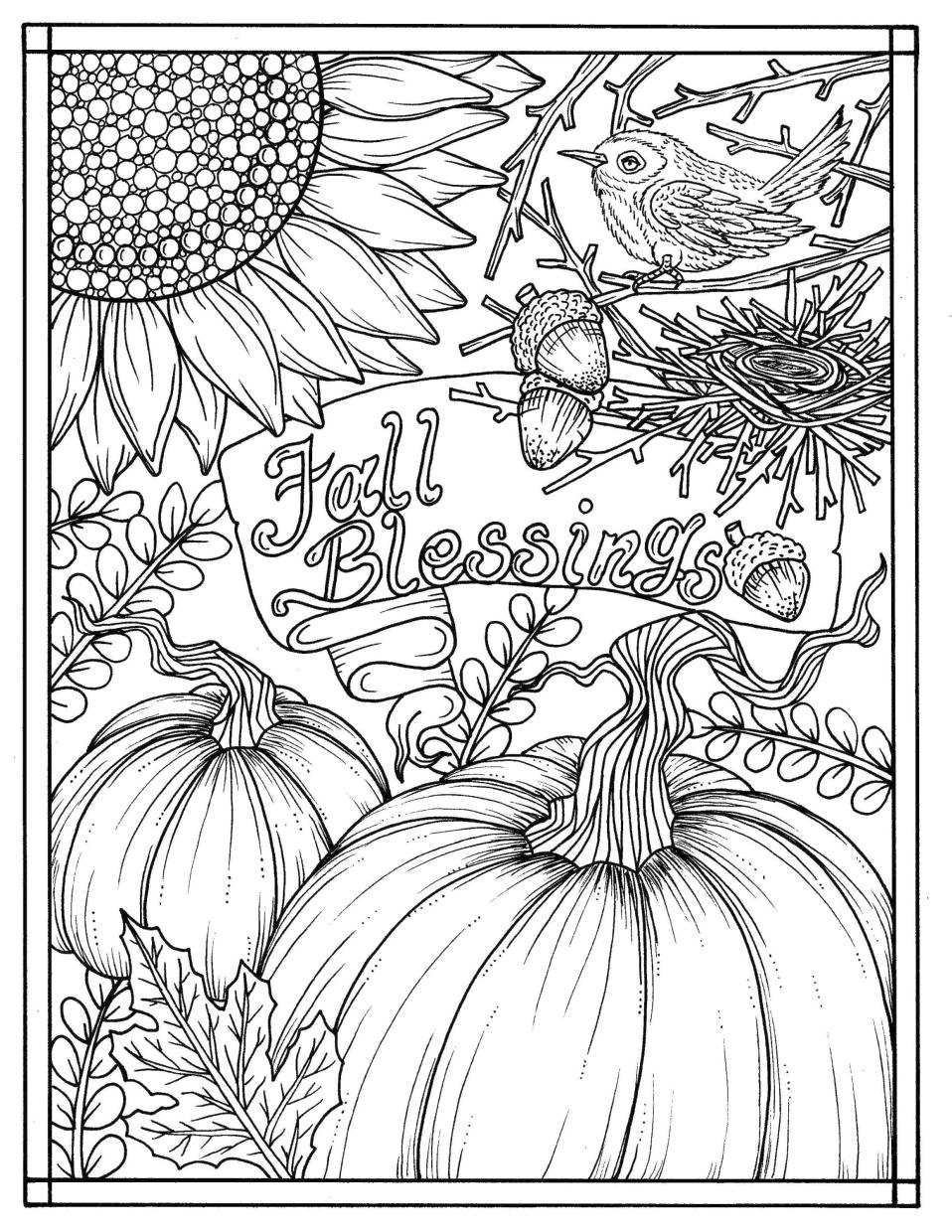 Get this thanksgiving coloring pages for adult free printable bountiful fall blessings