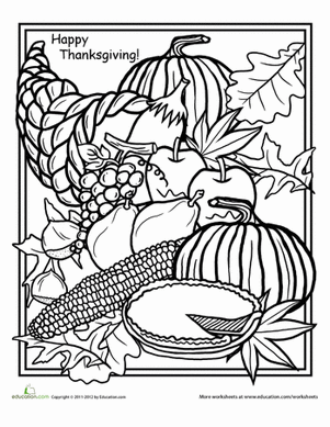 Celebrate thanksgiving with this festive coloring page