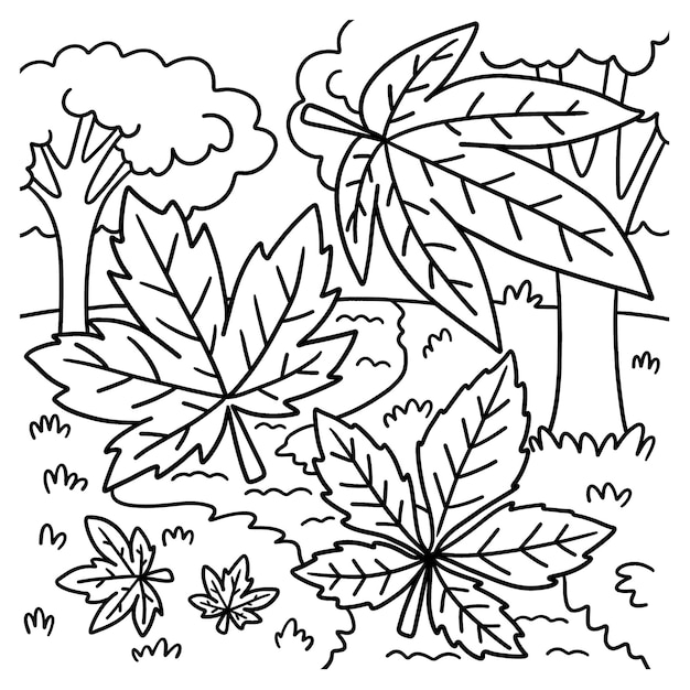 Premium vector thanksgiving autumn leaves coloring page for kids