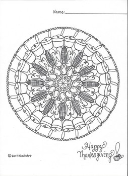 Thanksgiving mandala coloring page by noodlzart tpt