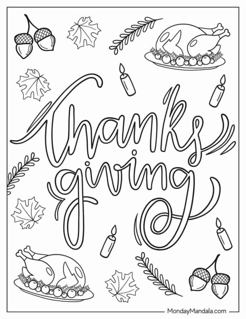 Thanksgiving coloring pages free pdf printables