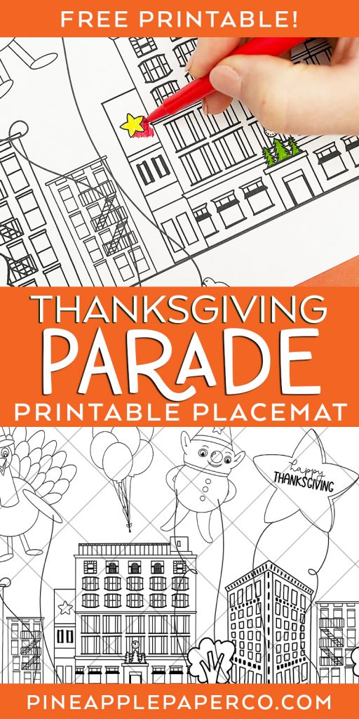 Thanksgiving parade placemat coloring page
