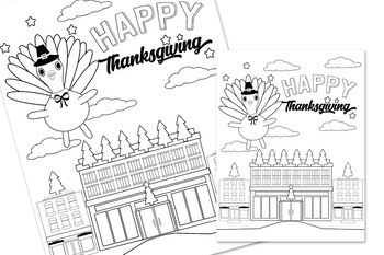 Thanksgiving parade seek and find coloring sheet activity