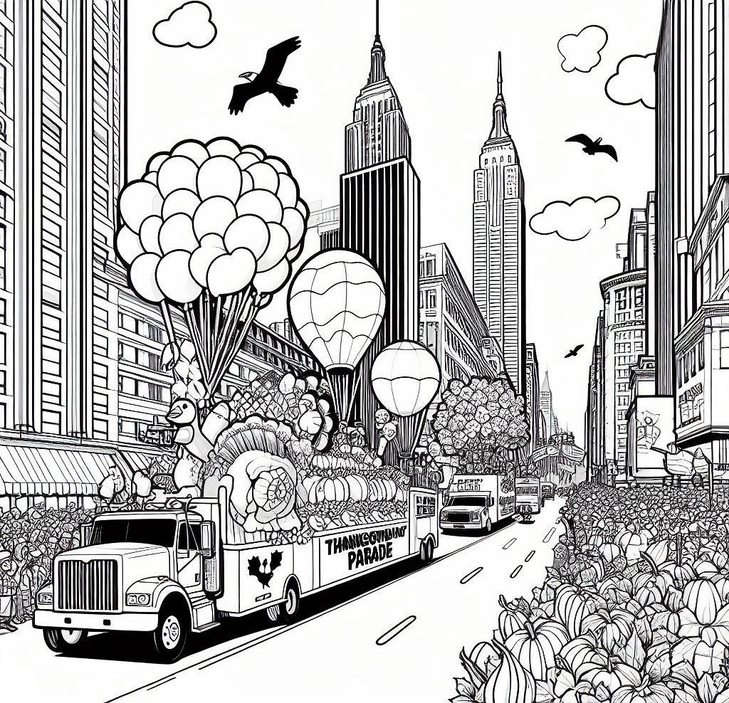 Coloring page thanksgiving the macys thanksgiving day parade
