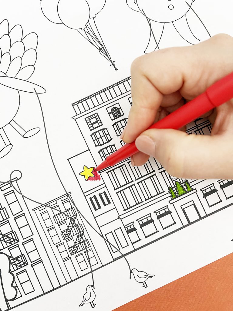 Thanksgiving parade placemat coloring page