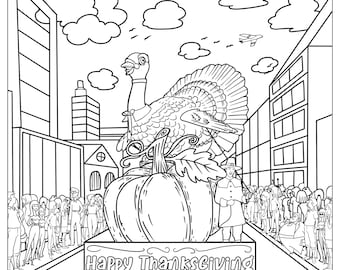 Thanksgiving parade coloring pages for adults printable coloring pages instant download jpeg